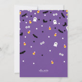 Kinder Halloween Birthday Party nodigt Paars uit Kaart (Achterkant)
