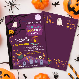 Kinder Halloween Birthday Party Paars Black Kaart