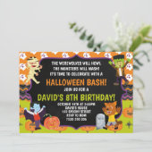 Kinder Halloween Birthday Party Spooky Costume Kaart (Staand voorkant)