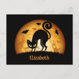 Kinder Halloween Black Cat Custom Bericht Feestdagenkaart