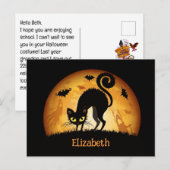 Kinder Halloween Black Cat Custom Bericht Feestdagenkaart (Voorkant / Achterkant)