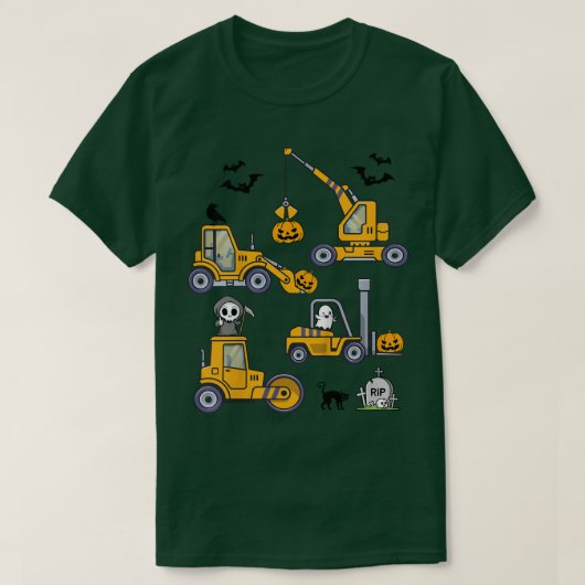 Kinder Halloween Construction Vehicles Truck Pumpk T-shirt (Design voorkant)