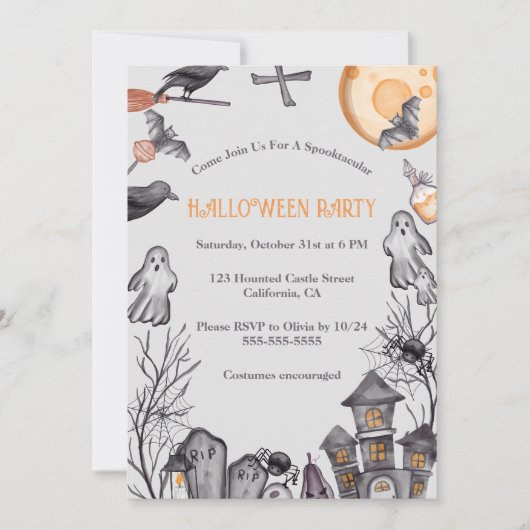 Kinder Halloween Costume Party Kaart (Voorkant)