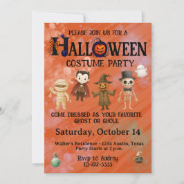 Kinder Halloween Costume Party Kaart