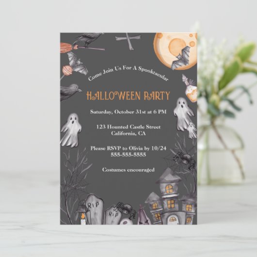 Kinder Halloween Costume Party Kaart (Staand voorkant)