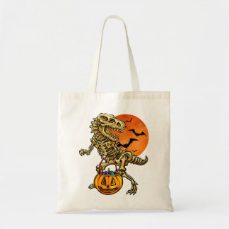 Kinder Halloween Dinosaur Skeleton Trick or treat Tote Bag