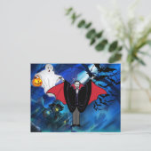 Kinder Halloween Dracula Aangepaste Bericht Feestdagenkaart (Staand voorkant)