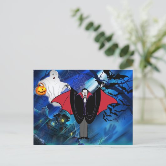 Kinder Halloween Dracula Aangepaste Bericht Feestdagenkaart (Staand voorkant)