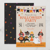 Kinder Halloween Feestuitnodiging Kaart (Voorkant / Achterkant)