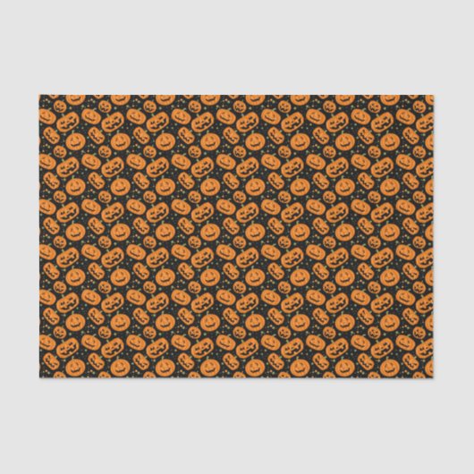 Kinder Halloween Grinning Oranje Pumpkins Fun Part Tissuepapier (Voorkant)