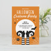 Kinder Halloween Heksenvoeten Kostuum Feest Uitnod Kaart (Staand voorkant)