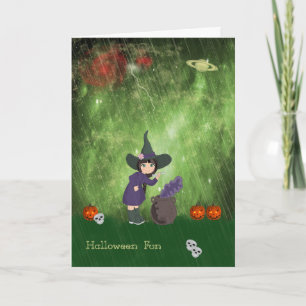Kinder Halloween-Kaart met heks en Brew Kaart