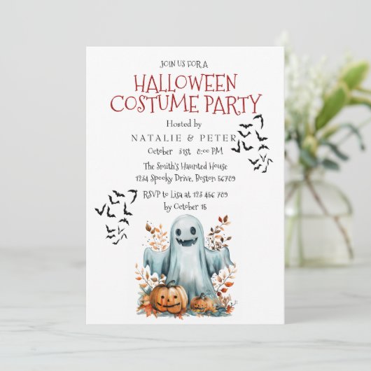 Kinder Halloween Kostuum Feest I Ghost Kaart (Staand voorkant)