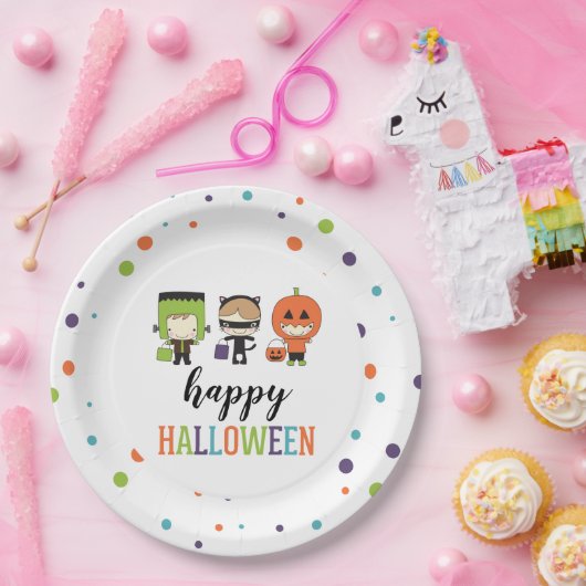 Kinder Halloween Kostuum Party Kleurrijk Papieren Bordje (Feest)