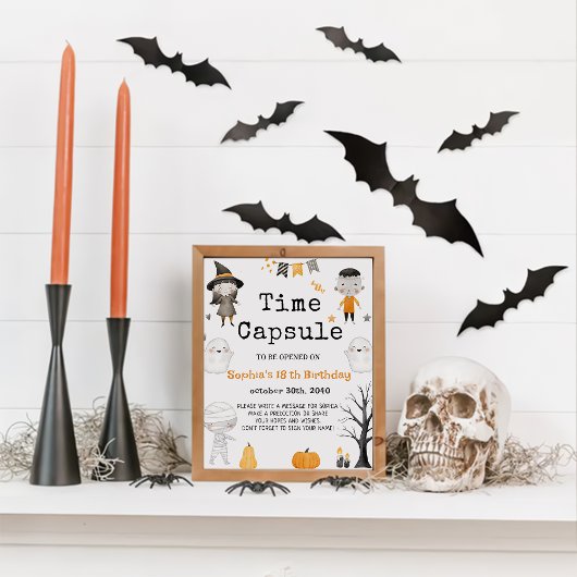 Kinder Halloween Kostuum Verjaardag Tijd Capsule T Poster