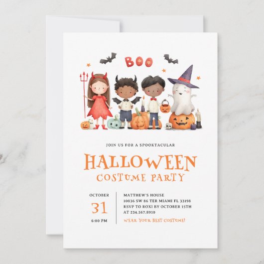 Kinder Halloween kostuumkinderen Kaart (Voorkant)