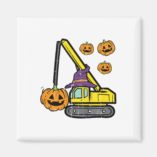 Kinder Halloween kraanconstructie vrachtwagen kost Magneet (Voorkant)