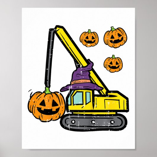 Kinder Halloween kraanconstructie vrachtwagen kost Poster (Voorkant)