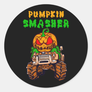 Kinder Halloween Monster Trucks Pompoen Smasher Ja Ronde Sticker