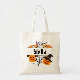Kinder Halloween naam Canvas tas Trick or treat