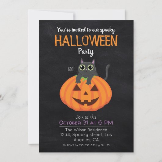 Kinder Halloween-partij zwarte kattepoetskoek Kaart (Voorkant)