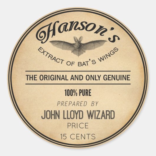 Kinder Halloween Party Apothecary  vleermuisvleuge Ronde Sticker (Voorkant)