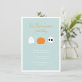 Kinder Halloween Party Cute Skull Ghost Pumpkin Kaart (Staand voorkant)