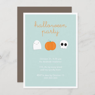 Kinder Halloween Party Cute Skull Ghost Pumpkin Kaart