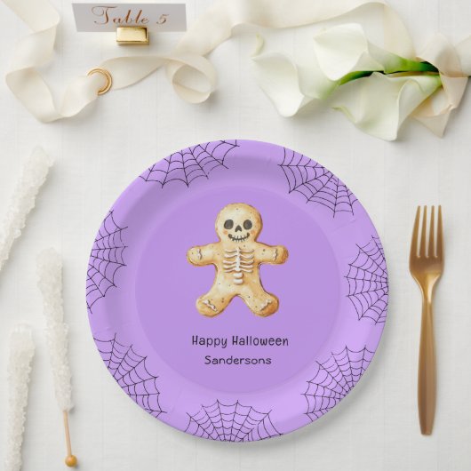 Kinder Halloween Party Gingerbread Skeleton Papieren Bordje (Huwelijk)