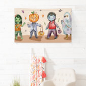 Kinder Halloween Party, Halloween Party Home Decor Spandoek (Insitu)