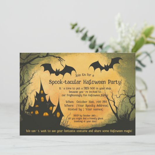Kinder Halloween Party Invitation Kaart (Staand voorkant)