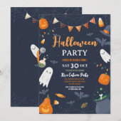 Kinder Halloween Party Pompoenen Geesten Vleermuiz Kaart (Voorkant / Achterkant)