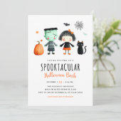 Kinder Halloween Party Schattigee Spooky Invitatio Kaart (Staand voorkant)