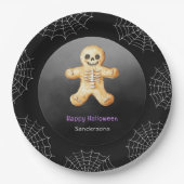 Kinder Halloween Party Skeleton Zwart Papier Papieren Bordje (Voorkant)