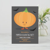 Kinder Halloween Pompoen Decorating Party Invitati Kaart (Staand voorkant)