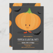Kinder Halloween Pompoen Decorating Party Invitati Kaart (Voorkant / Achterkant)