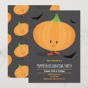 Kinder Halloween Pompoen Decorating Party Invitati Kaart