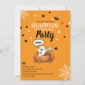 Kinder Halloween Pumpkin Ghost Invitation Kaart (Voorkant)