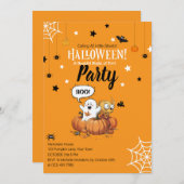 Kinder Halloween Pumpkin Ghost Invitation Kaart (Voorkant / Achterkant)