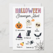 Kinder Halloween Scavenger Hunt Game Kaart (Voorkant)