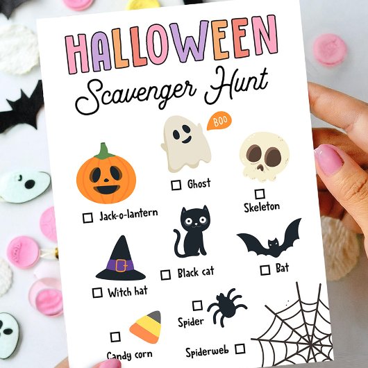 Kinder Halloween Scavenger Hunt Game Kaart