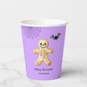 Kinder Halloween Schattigee peperkoek Skelet Paars Papieren Bekers (Achterkant)