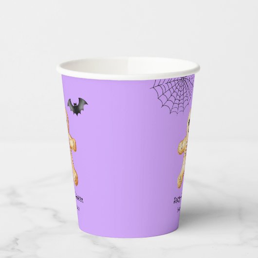 Kinder Halloween Schattigee peperkoek Skelet Paars Papieren Bekers (Links)