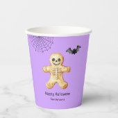 Kinder Halloween Schattigee peperkoek Skelet Paars Papieren Bekers (Voorkant)