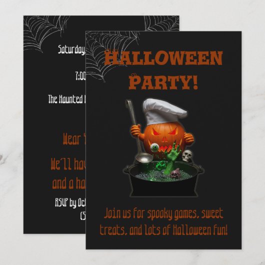 Kinder Halloween - Schattigee Spooky Pompoen ontwe Kaart (Voorkant / Achterkant)