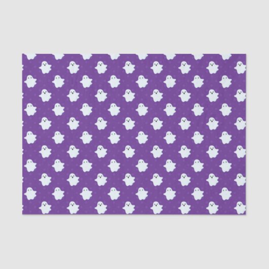 Kinder Halloween Schattigee Witte Geesten Paarse A Tissuepapier (Voorkant)