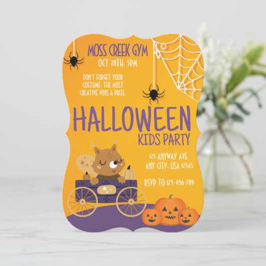 Kinder Halloween School Gym Party Kaart (Staand voorkant)