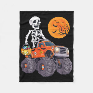 Kinder Halloween Skelet Rijden Monster Truck Fun T Fleece Deken