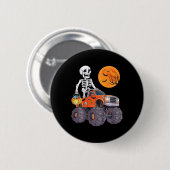 Kinder Halloween Skelet Rijden Monster Truck Funny Ronde Button 5,7 Cm (Voorkant /achterkant)