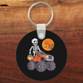 Kinder Halloween Skelet Rijden Monster Truck Funny Sleutelhanger (Voorkant)